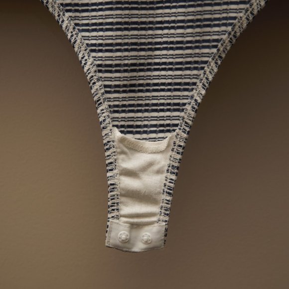 ASOS Ribbed Striped Wrap Body Suit 14 - Picture 4 of 4